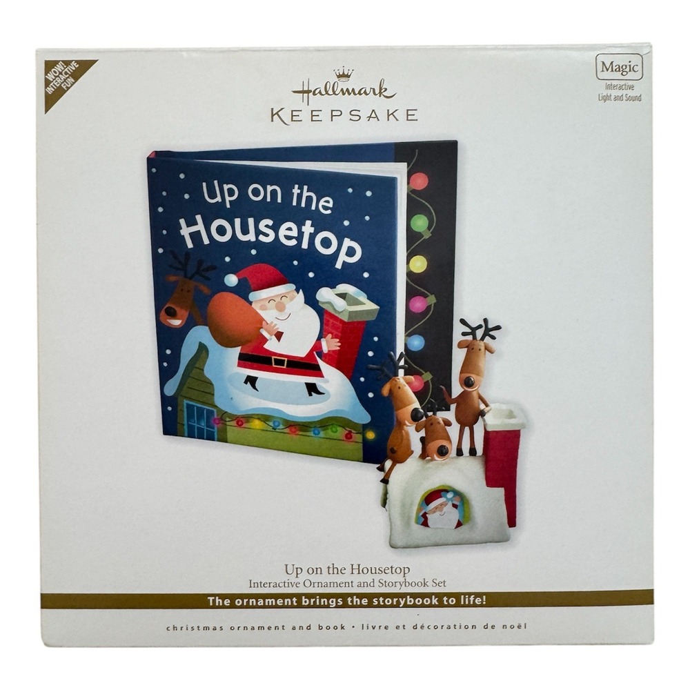HALLMARK 2010 Up On The Housetop Interactive Ornament & Story Book 2pc Set (NEW)